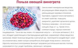 Польза и вред винегрета для организма, калорийность и использование в диетах