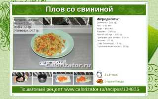 Калорийность плова на 100 грамм продукта в зависимости от рецепта